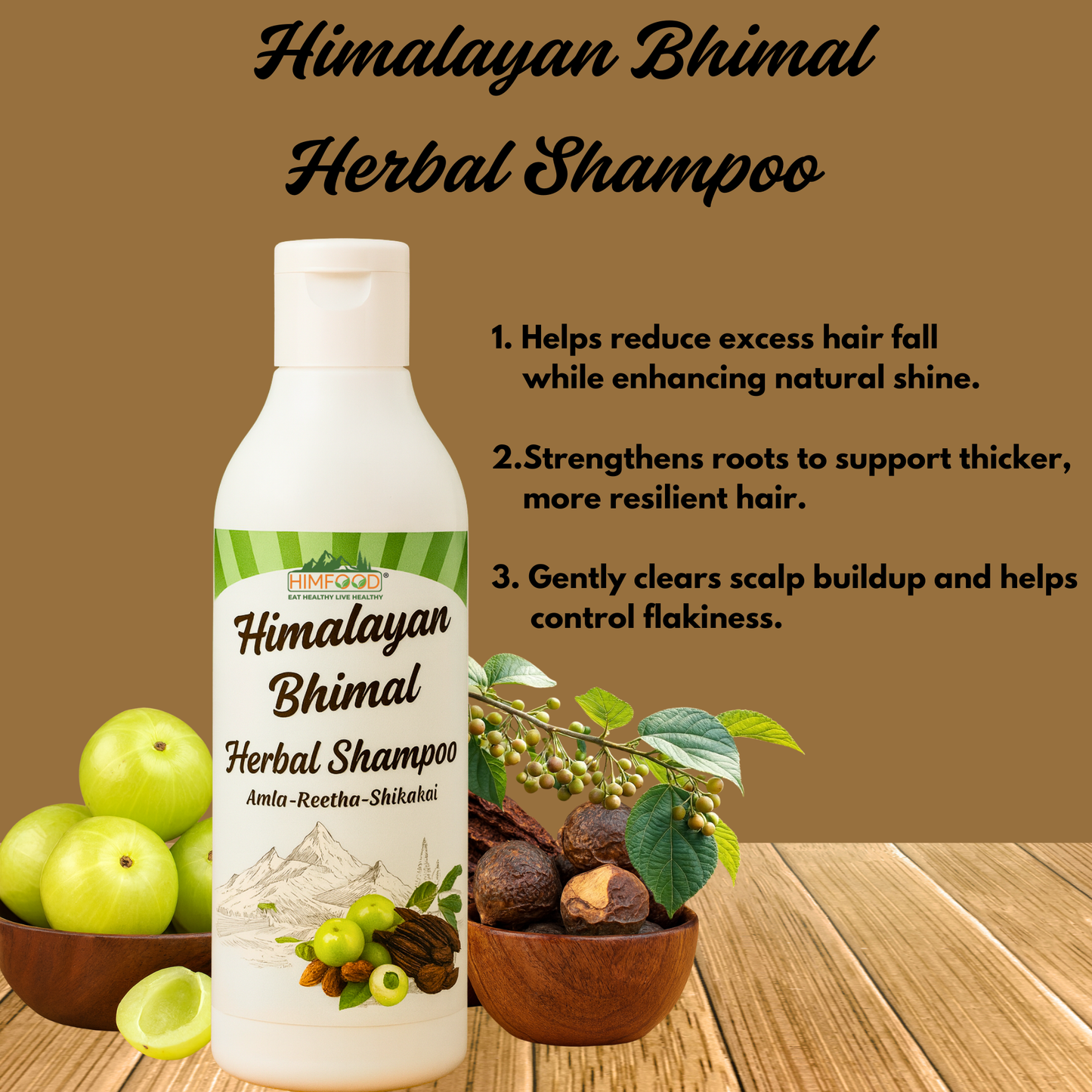 Himalayan Bhimal Herbal Shampoo 300g – Natural Amla, Reetha & Shikakai Hair Cleanser