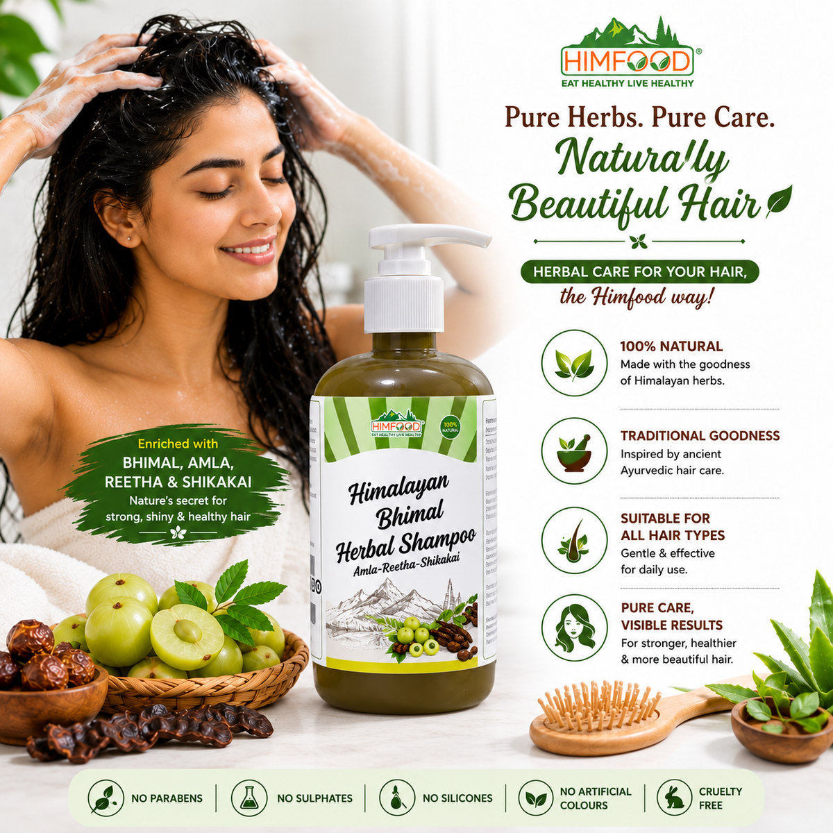 Himalayan Herbal Shampoo 300ml | Bhimal, Amla, Reetha & Shikakai