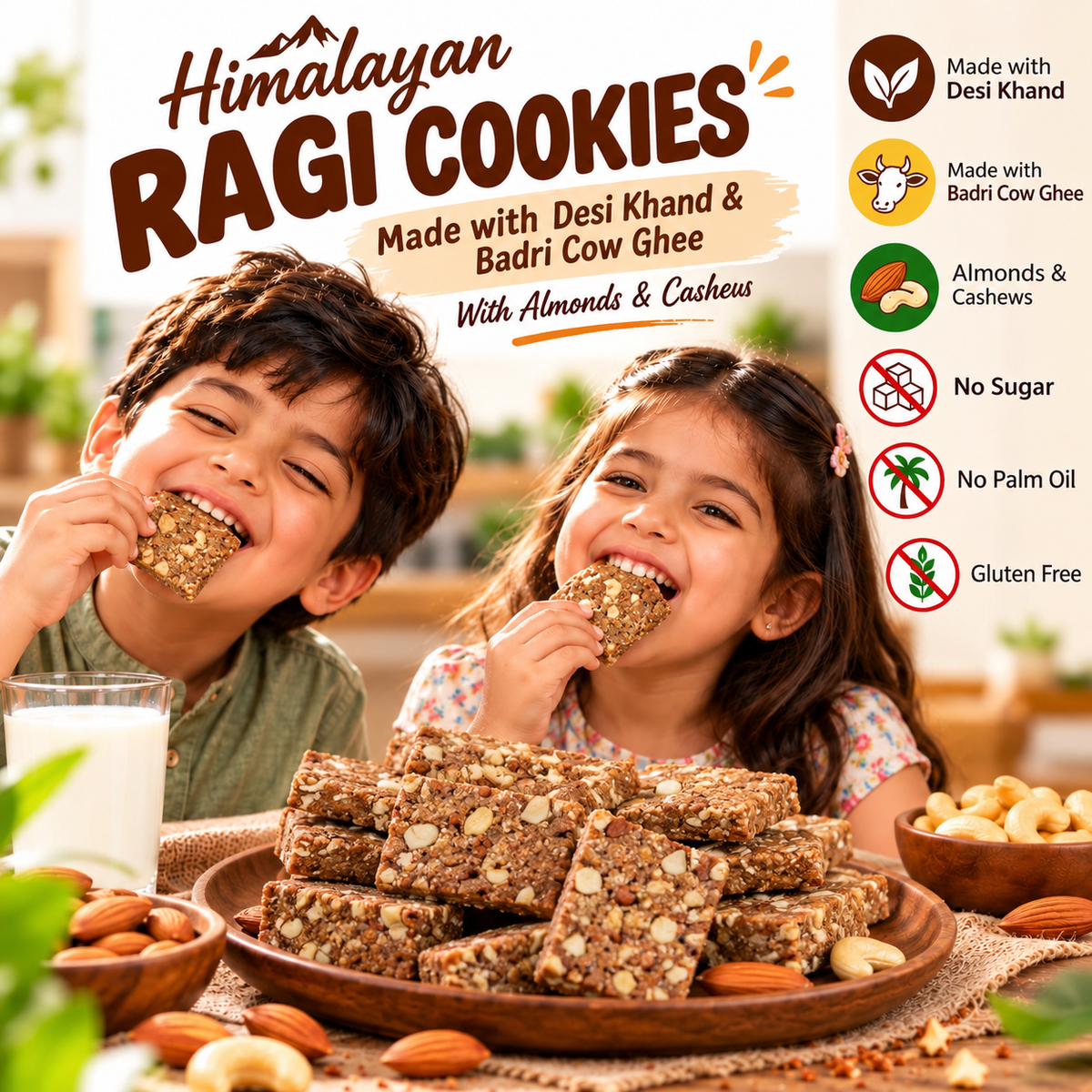 Himalayan Ragi Cookies with Almonds & Cashews 150g | Himfood