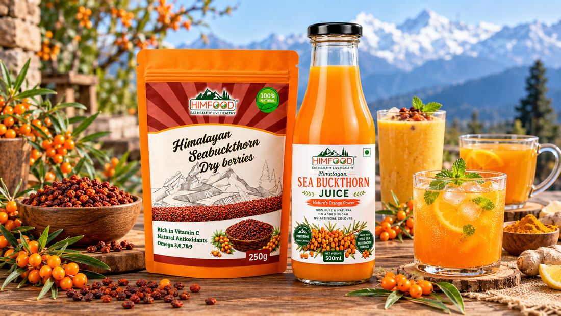 HIMFOOD Himalayan Sea Buckthorn Juice and Dry Berries with fresh sea buckthorn recipes