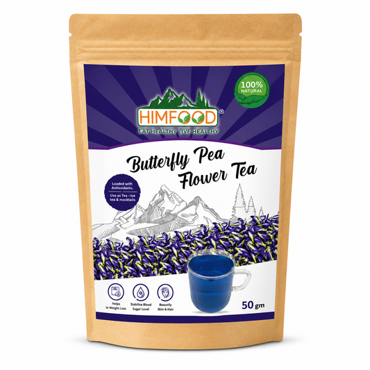 HIMFOOD Butterfly Pea Flower Tea 50g | Premium Himalayan Blue Tea | Caffeine-Free Herbal Detox Tea Rich in Antioxidants
