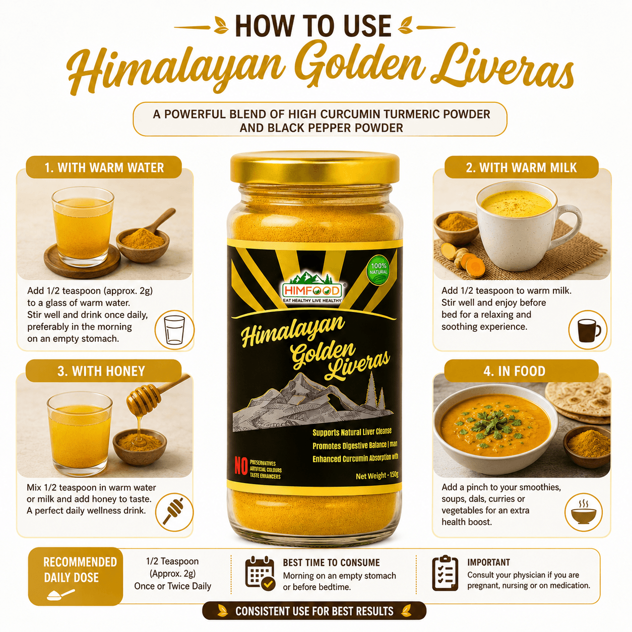 How to Use HIMFOOD Himalayan Golden Liveras | Mix with Warm Water, Warm Milk, Honey or Food | Daily Wellness & Liver Care Supplement Guide