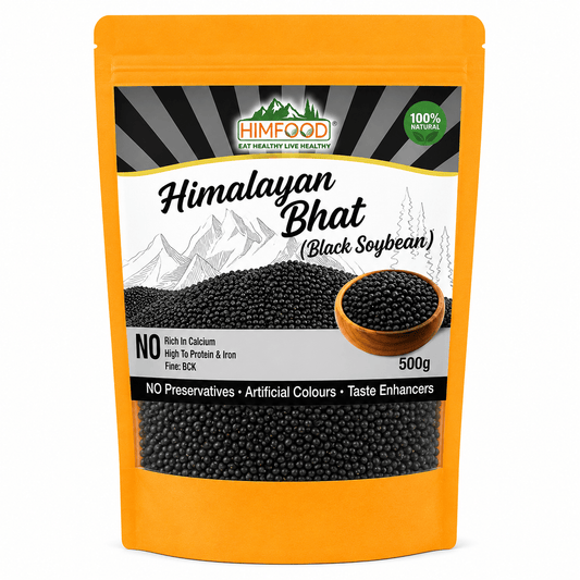 HIMFOOD Himalayan Bhatt (Black Soybean) 500g – Premium Himalayan Black Soybeans Rich in Protein, Iron & Calcium, 100% Natural, No Preservatives
