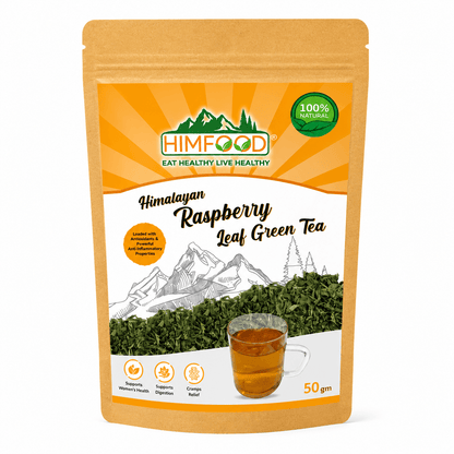 HIMFOOD Himalayan Raspberry Leaf Green Tea 50g | 100% Natural Herbal Tea for Women's Wellness, Digestion & Menstrual Comfort