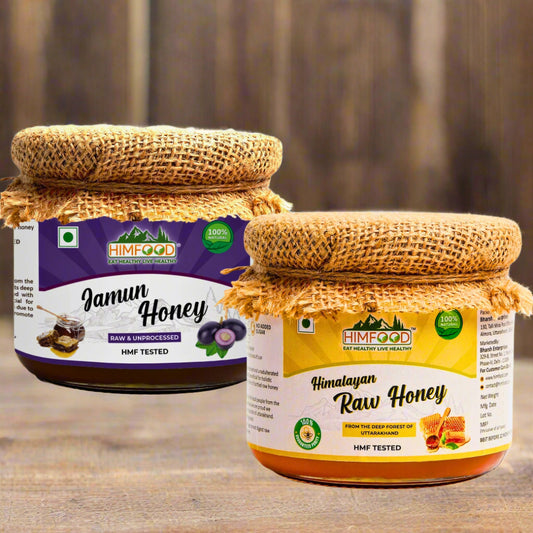 Two jars of Himalayan raw honey – Multiflora and Jamun flower – 400g each combo pack