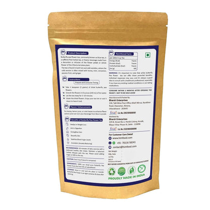 Butterfly Pea Flower Tea 50g product packaging showing nutritional info and product description.
