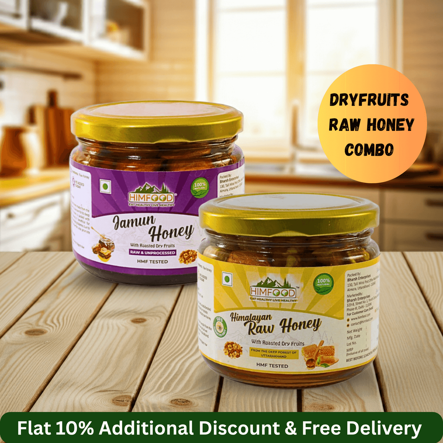 Himalayan honey combo with dry fruits multiflora jamun jars