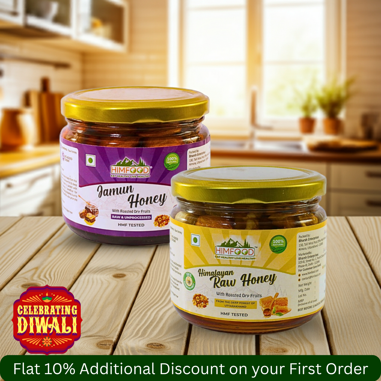 Himalayan Raw Honey Combo Pack with Dry Fruits (400g + 400g Multiflora and Jamun)