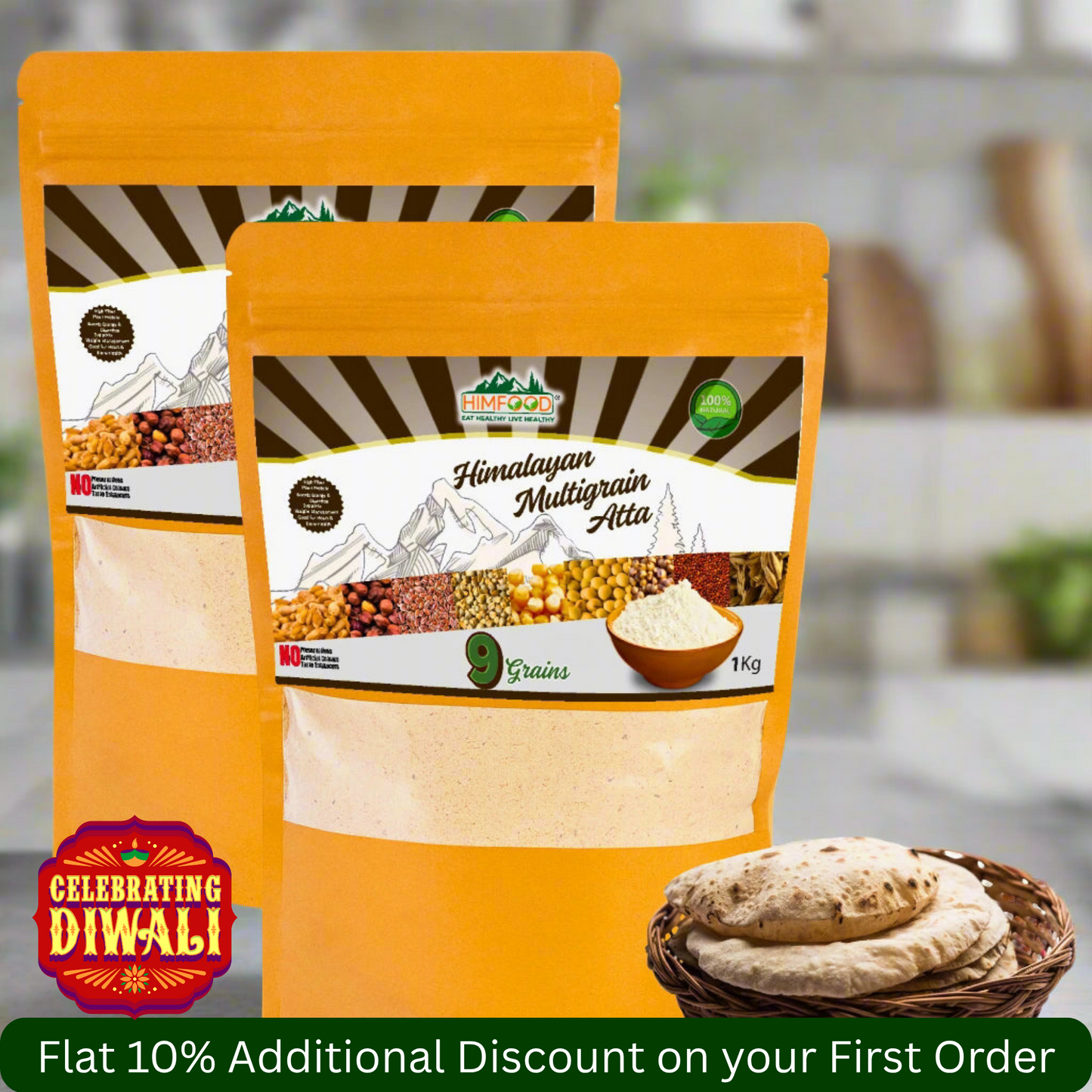 Himalayan 9 Multigrain Atta Pack of 2 (1kg + 1kg)