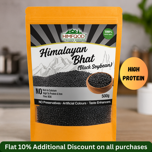 Himalayan black soybean in a 500g package showcasing its high protein content and no preservatives for healthy cooking.