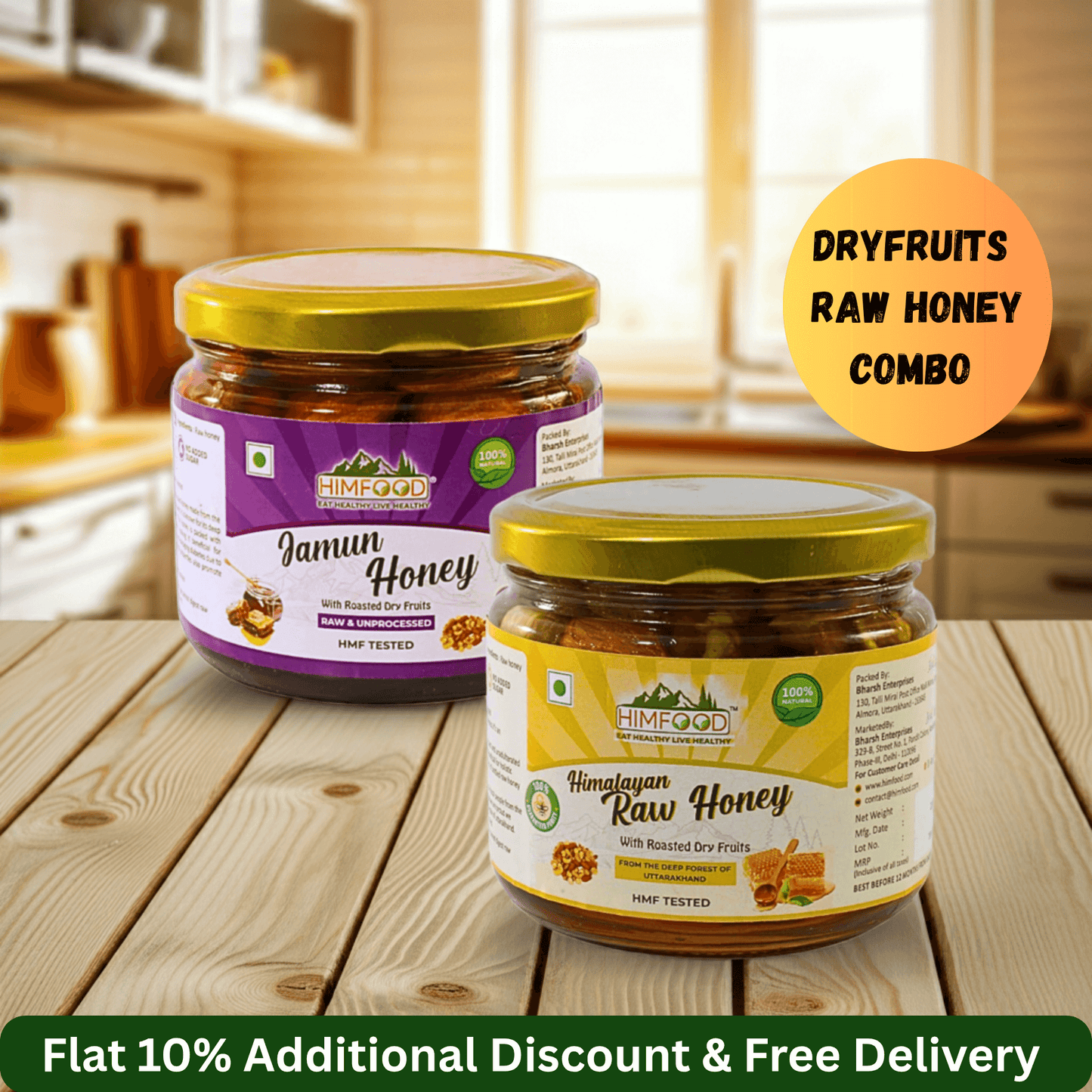 Himalayan raw honey Dry fruits combo jars featuring Jamun Honey and Himalayan Raw Honey with Dry Fruits.