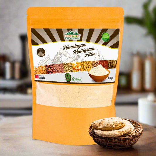 1kg pack of Himalayan Multigrain Atta made from native grains like ragi, bajra, makka, etc.